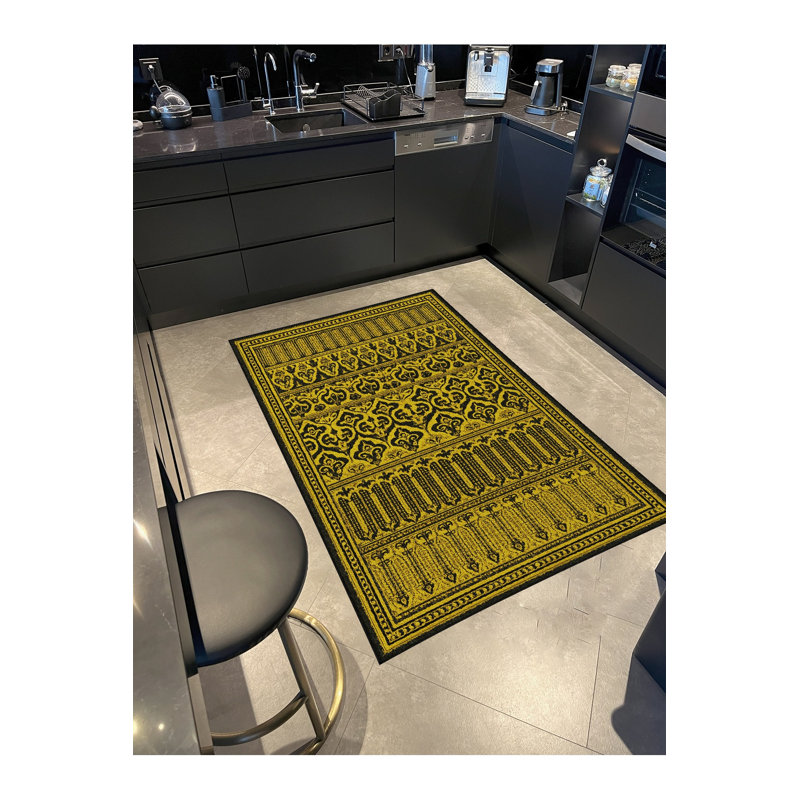 Tapis brun tissé à motif traditionnel lavable Mosso, 4'7" x 6'7"