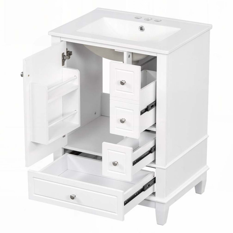 Meuble-lavabo 24 po avec lavabo en céramique, Blanc