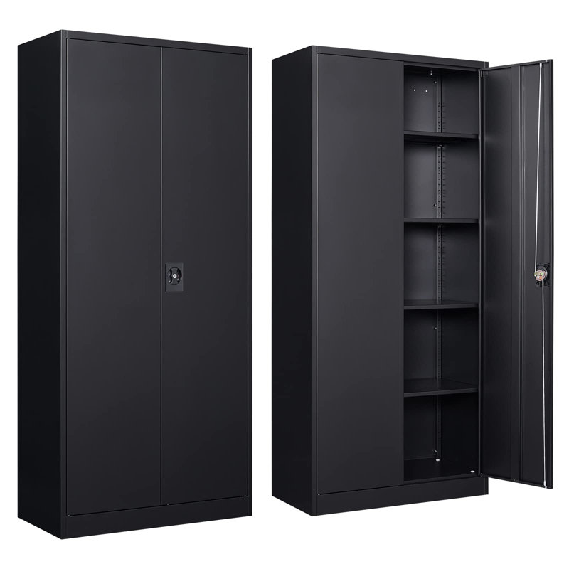 Jugoslav 32'' Wide 4 - Shelf Storage Cabinet, Black