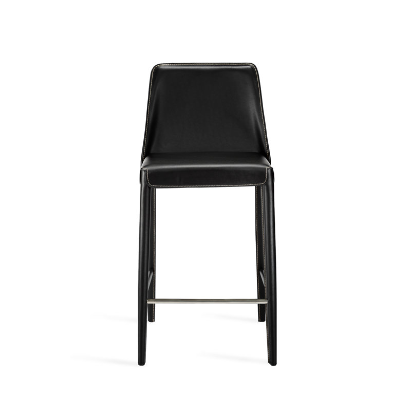 Malin Upholstered Stool with Metal Frame, Black Night