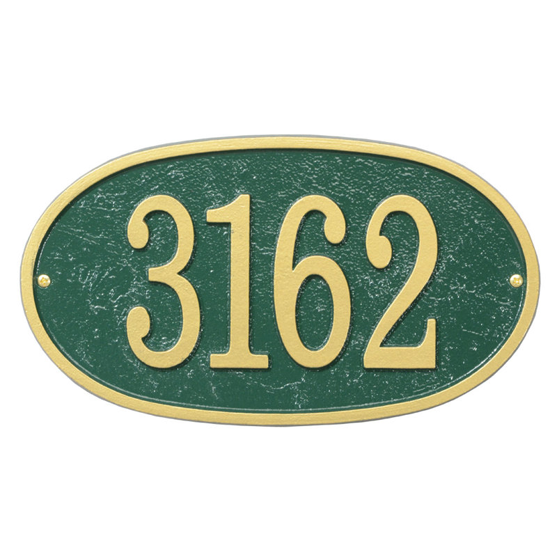 Fast and Easy 1-Line Wall Address Plaque, Green/Gold, Yes