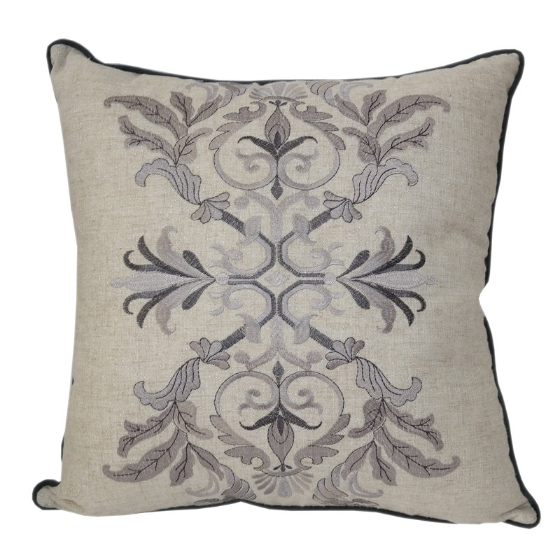 Embroidered Linen Throw Pillow
