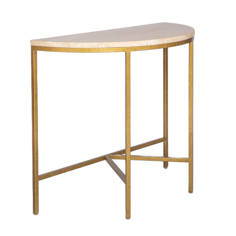 Vermont 38" Console Table, Royal Gold, Lite Travertine