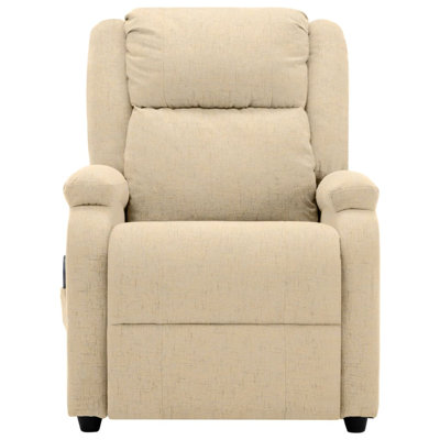 Fauteuil de massage en tissu de polyester crème et métal