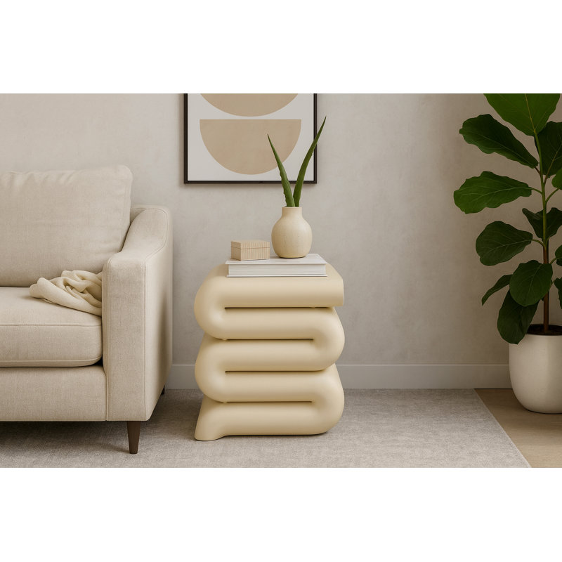 Table de bout en fer Roland, Beige