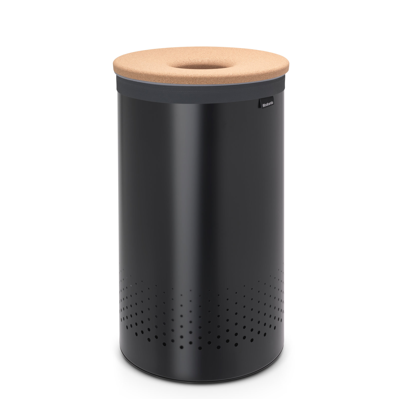 Brabantia Laundry Hamper with Cork Lid, Large (25" H x 14.96" W x 14.96" D), Matte Black