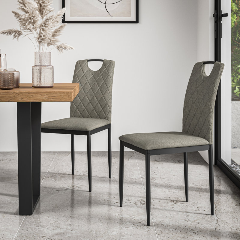 Marhill 18.1cm H Upholstered Side Chair, Chrome, Grey Velvet, 6