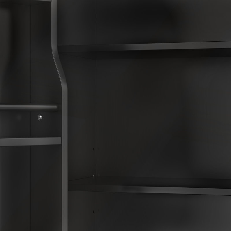 Armoire murale de salle de bain avec double porte, tablette inférieure, portes à motif ondulé, tablette intérieure réglable, installation facile, bois blanc et naturel