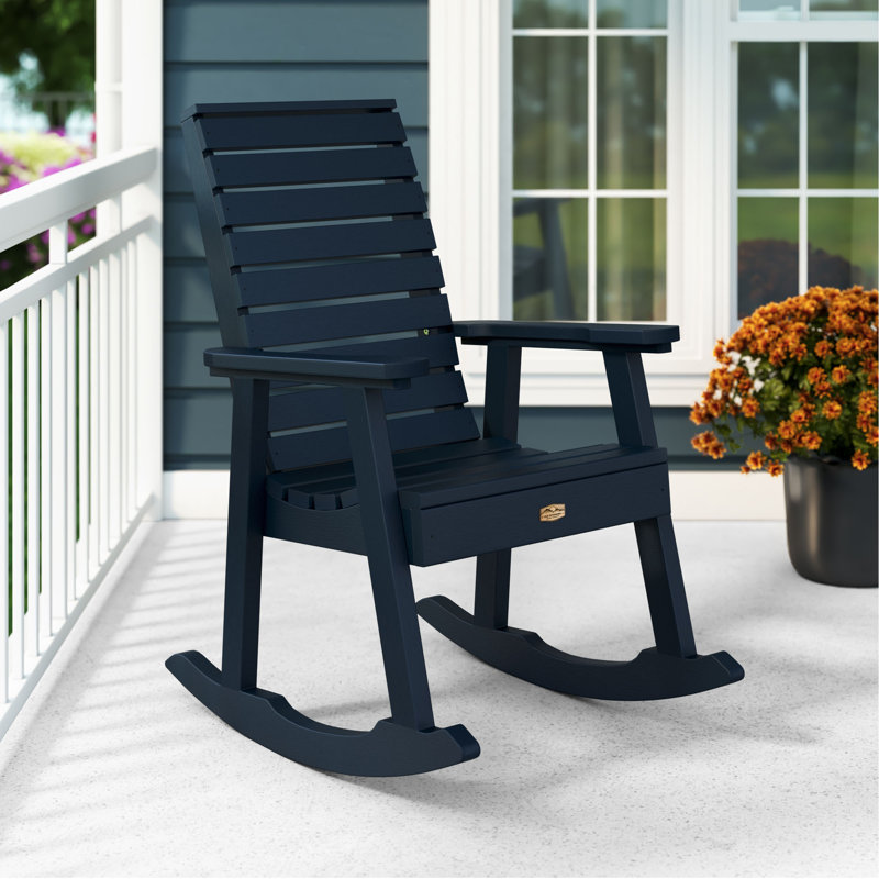 Chaise berçante en plastique Elisiah, Bleu fédéral