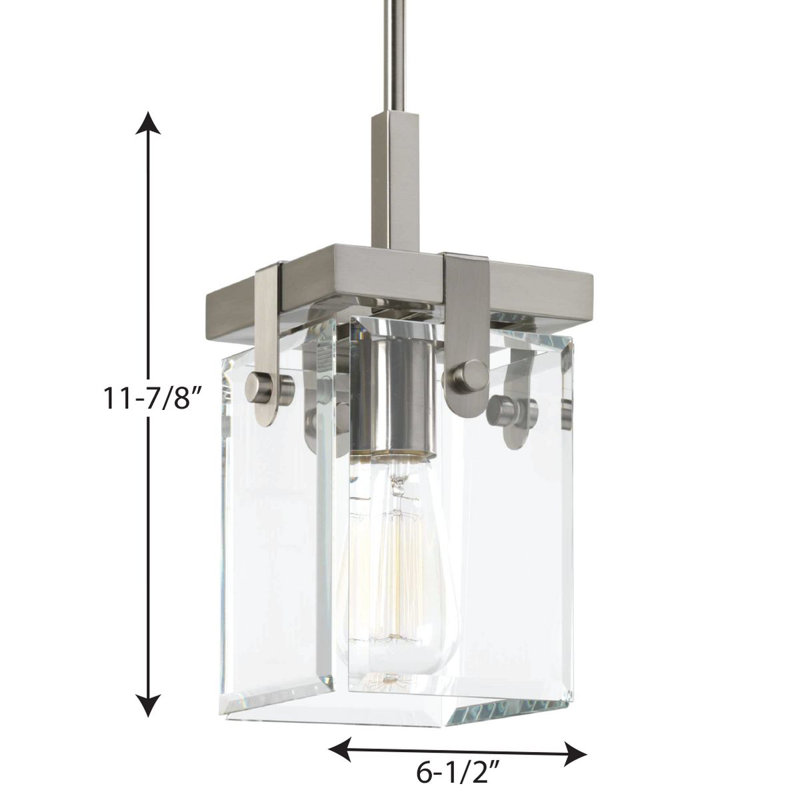 Luminaire suspendu simple à 1 lumière Bridgewood, Nickel brossé