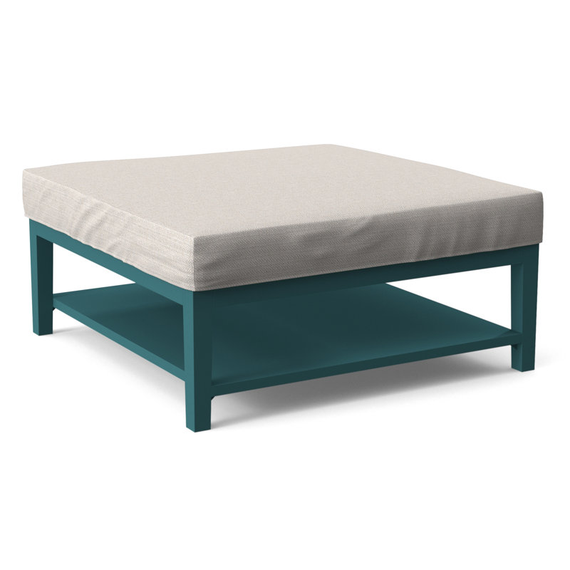 Hammond Square Ottoman, White Textured Performance; 0865-91, Stone Hearth Finish