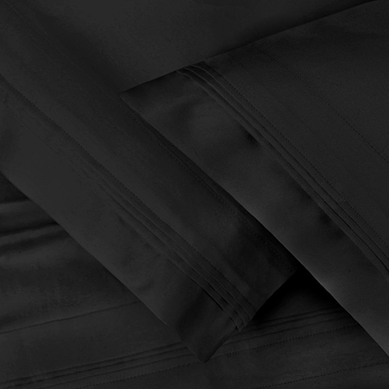 Aldin 650 Thread Count Egyptian-QualityCotton Solid Color Pillowcase Set, Black, King