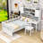 Twin Wood Platform Bed with Bookshelf, Chair, Desk and Drawer-1162048182