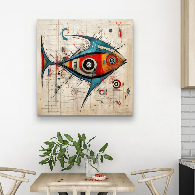 Abstract fish - 32"x32" art on canvas
