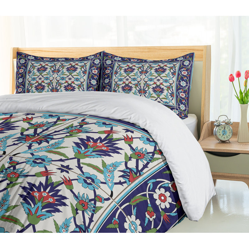 Queen Size Multicolor Turkish Pattern Duvet Cover Set