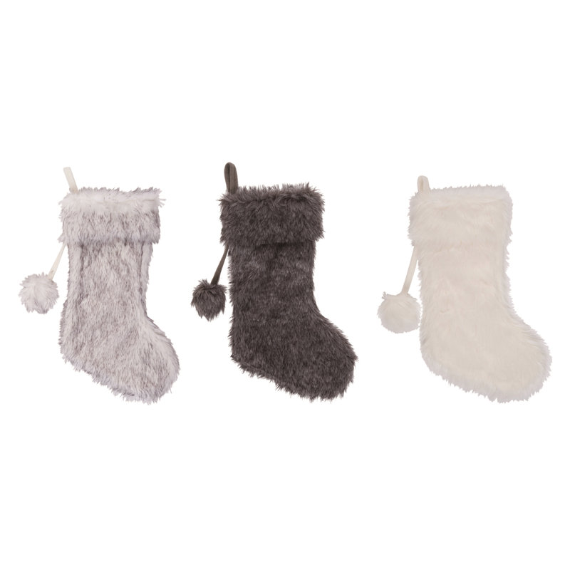  Ensemble de 3 bas de Noël en fausse fourrure