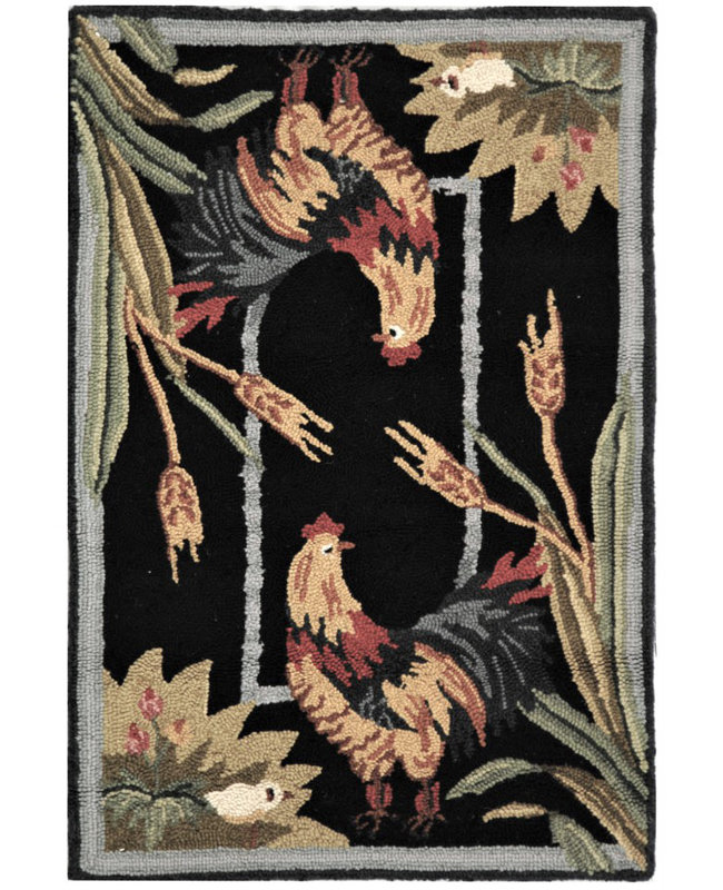 Kinchen Hand Hooked Wool Oriental Rug, Rectangle 1'8" x 2'6"
