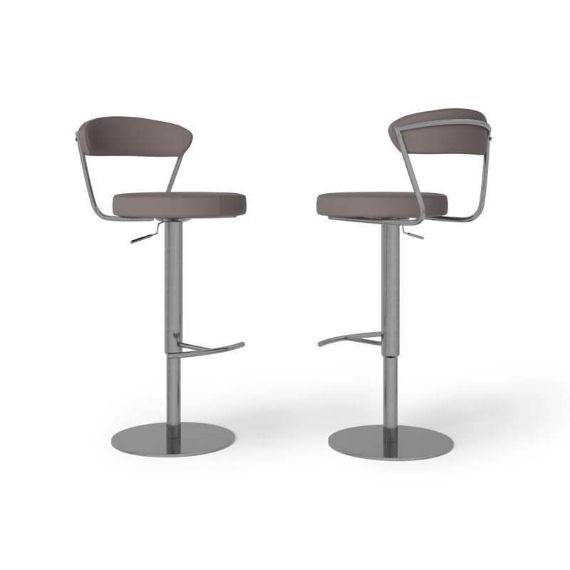 Naumann Swivel Upholstered Adjustable Height Counter Stool with Metal Frame, Taupe
