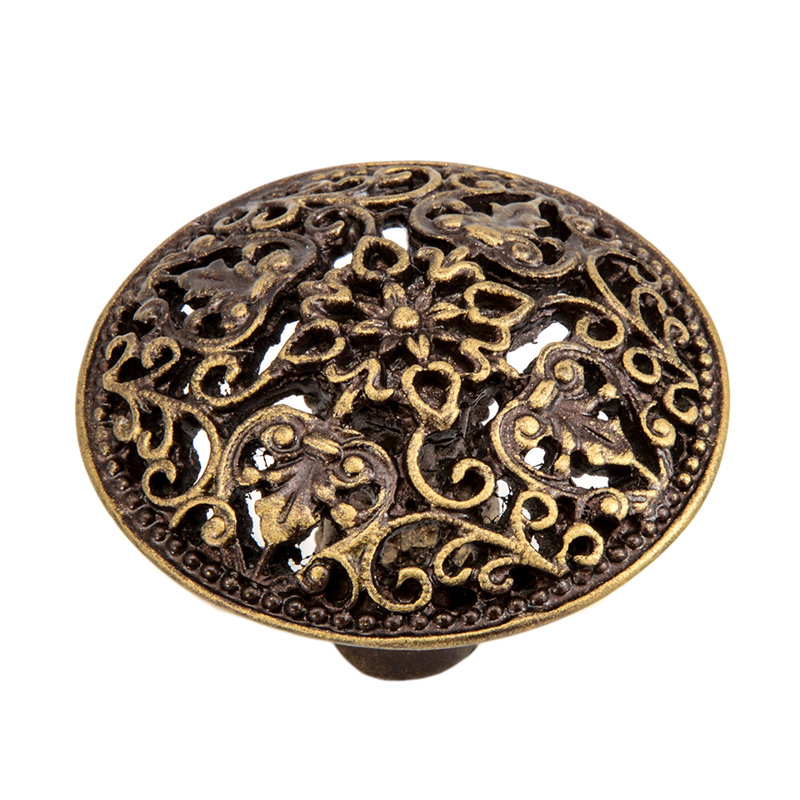 Juliane Grace large knob in Gilded Mercury, Antique Brass