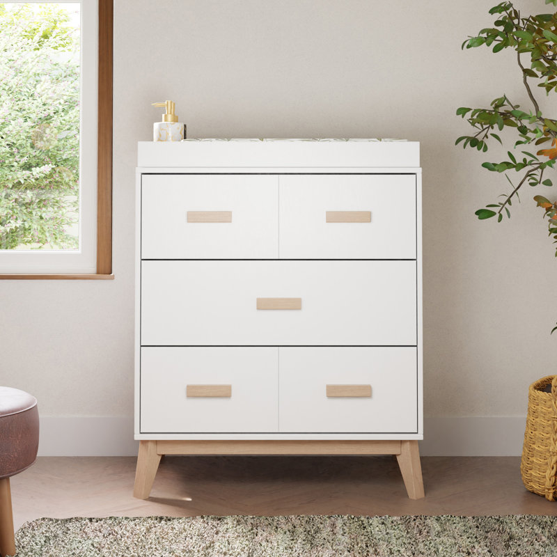 Scoot 3 Drawer Changing Table, White/Washed Natural