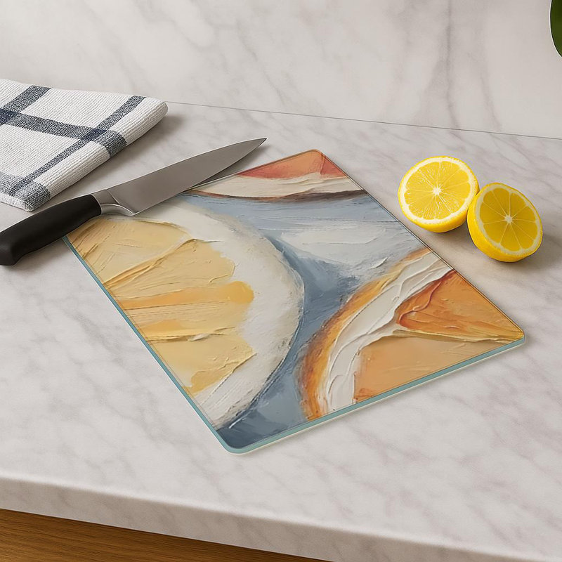 Durable Tempered Glass Cutting Board, 7.9 x 11.8 inches | 100% Antibacterial, Non-Slip Silicone Feet | Easy Clean Surface, Perfect for Food Prep & Kitchen Use, Not Dishwasher, Microwave, or Oven Safe