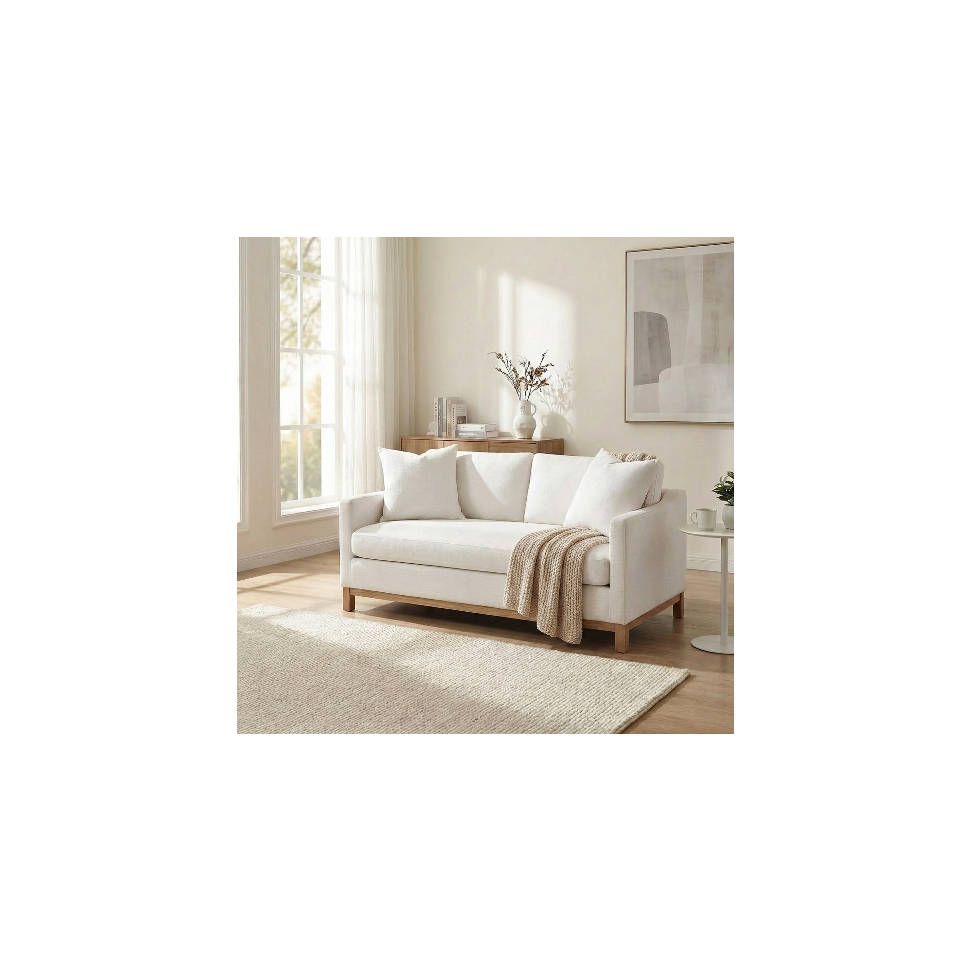 Cami 64'' Upholstered Loveseat, Cream Polyester Blend