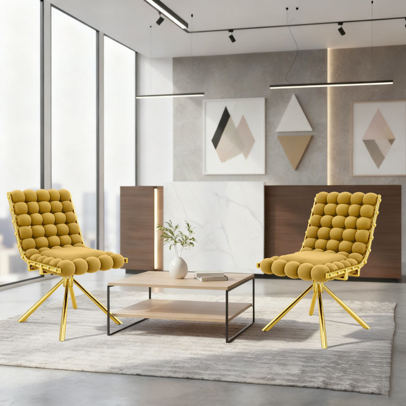 Ensemble de 2 chaises d'appoint pivotantes modernes avec revêtement doux, rembourrage à haute résilience et pieds de support en métal pour la salle de réception