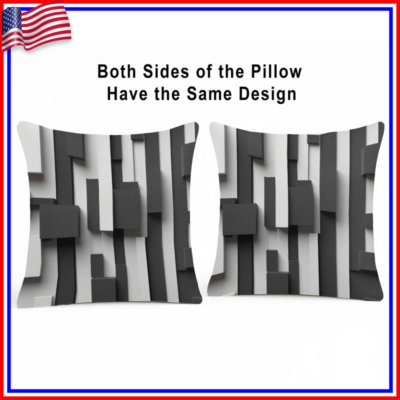 Coussins décoratifs rectangulaires noirs et blancs, 26 po x 26 po
