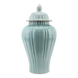 Pale Blue Fluted Jar with Lid