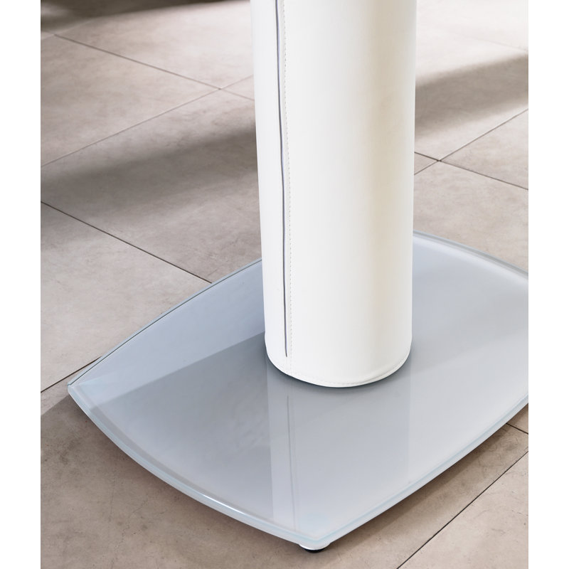 Brisson Extendable Oval Glass Top Metal Base Dining Table, White