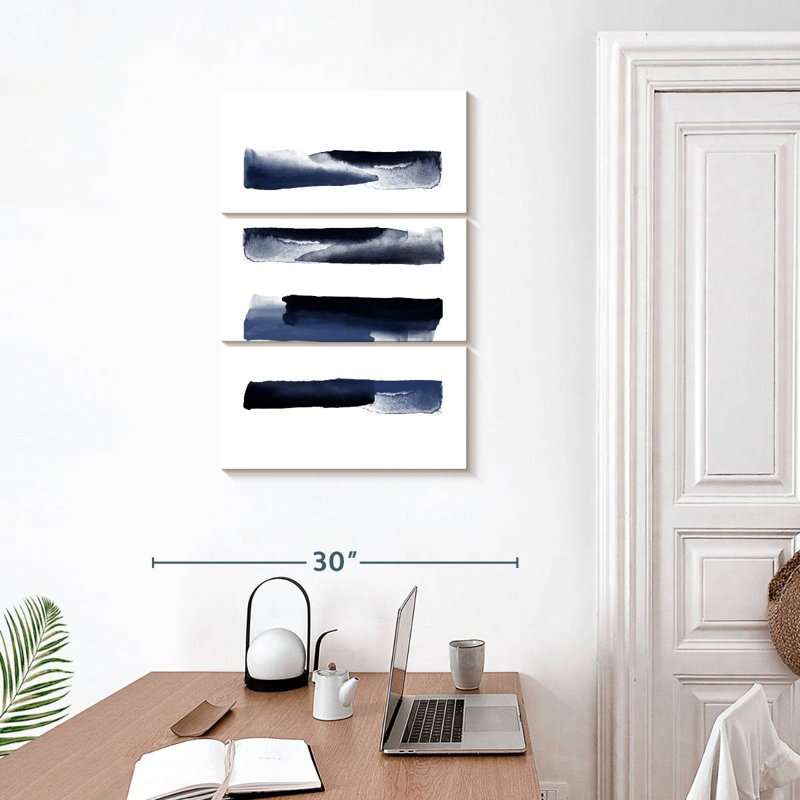 Coups d'aquarelle bleu marine Avery, H 32 po x l 20 po