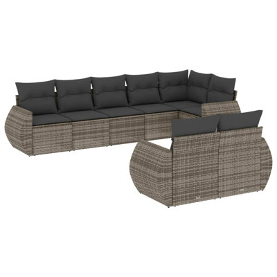Vidaxl Garden Sofa Set PE Rattan Large Adjustable Feet