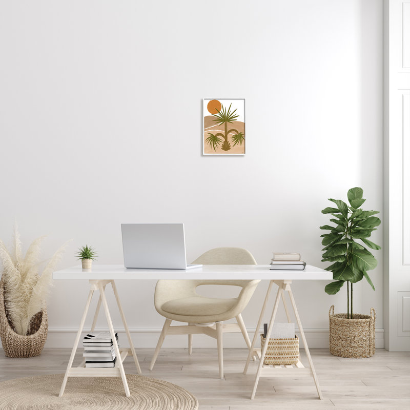 «Tropical Desert Palm Warm Bold Sunny Canyon» par Birch & Ink - impression, H 14 po x l 11 po, Cadre blanc