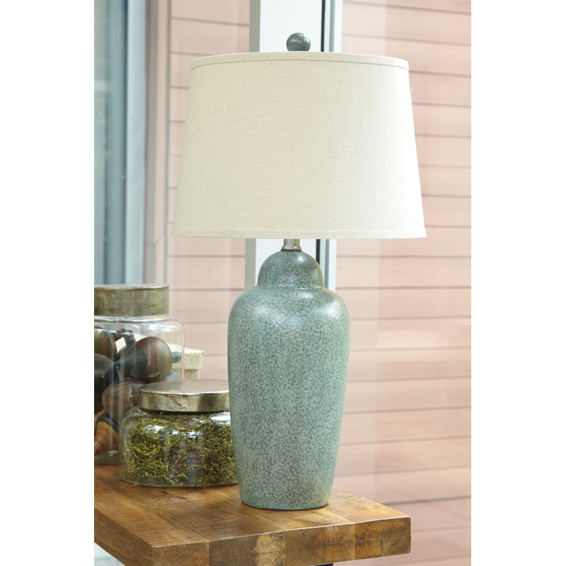 Gaia Blue Ceramic Table Lamp with Textured Shade