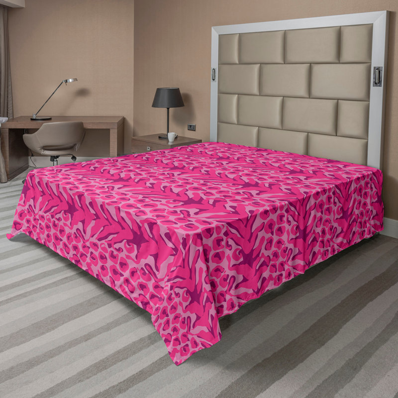 Drap plat moderne de style bohème Ambesonne, Hot Pink/Magenta/Blush Abstract 1, Drap plat pour très grand lit californien