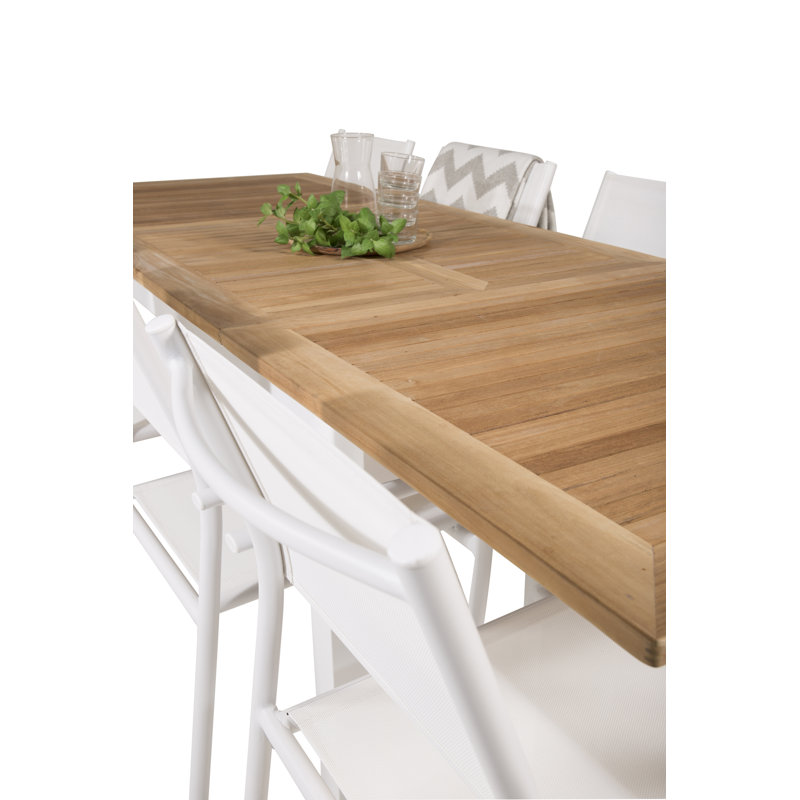 Navya 8 - Person Teak Patio Dining Set with Extendable Rectangular Table