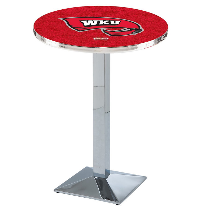 Round Metal Base Dining Table, Chrome, Western Kentucky University