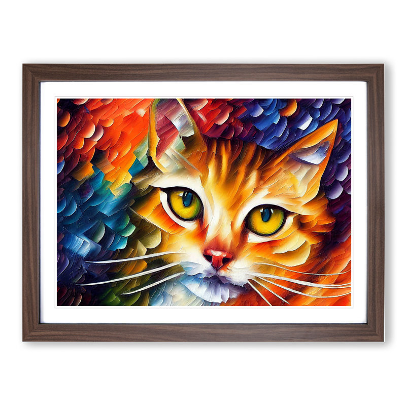 Cat Vol.5 Abstract - Framed Print, 25cm H x 34cm W x 2cm D, Walnut Framed