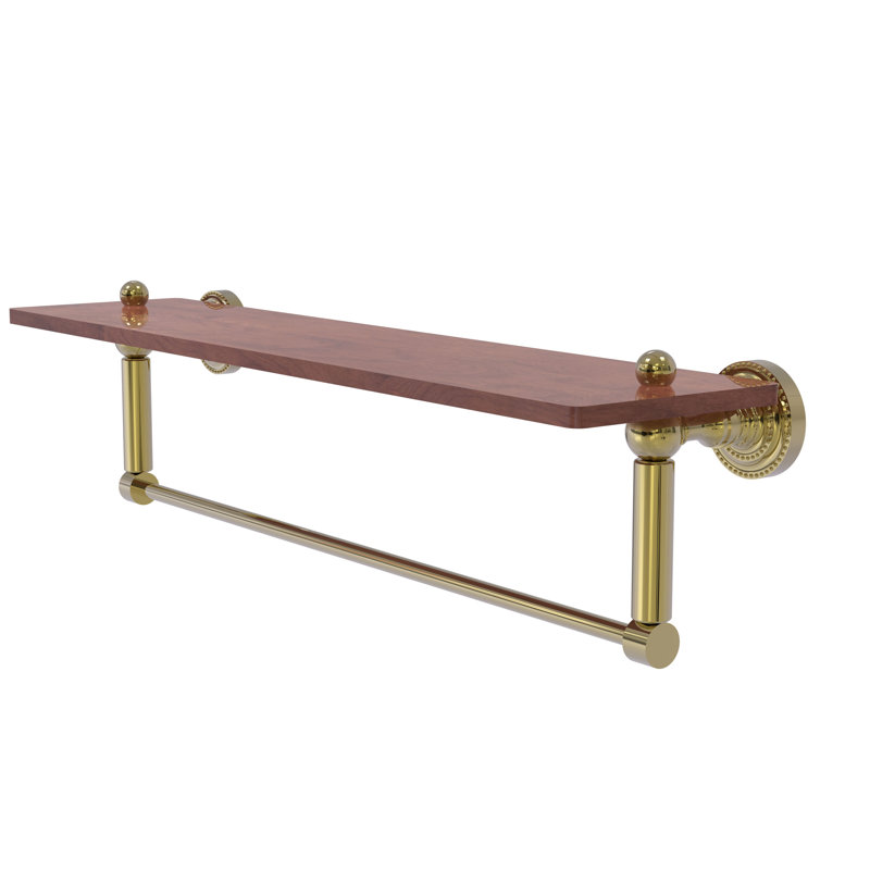 Marchmont Bracket Shelf with Towel Bar, Unlacquered Brass