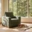 Fauteuil d'appoint moderne en lin avec piétement en hévéa massif-2054357368