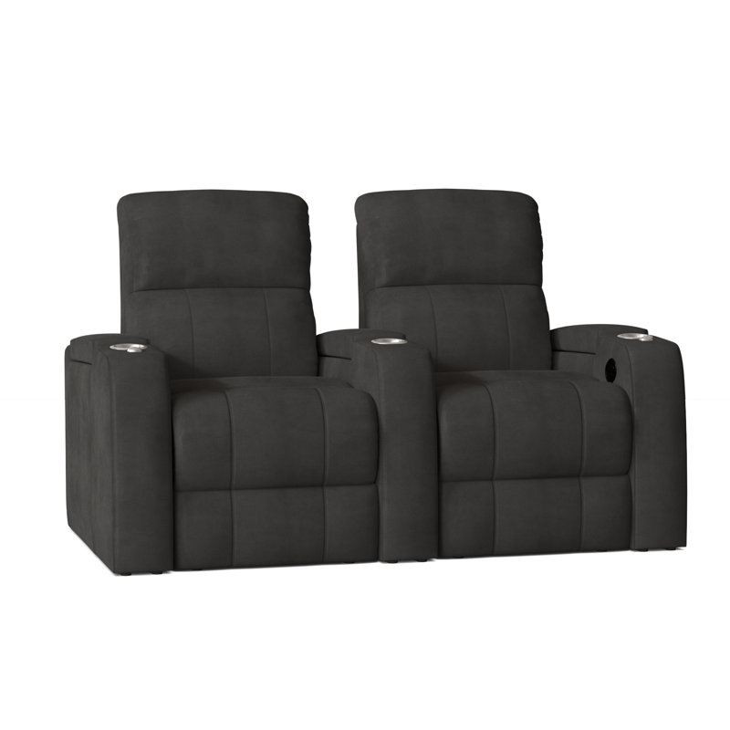 Chrysander Upholstered Home Theater Seating with Cup Holder, Luxe Espresso, Power