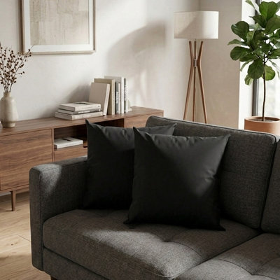 Handmade Eco-Friendly 16''x16'' Decorative Cushion Covers Solid Silk Black Indoor Pack of 1