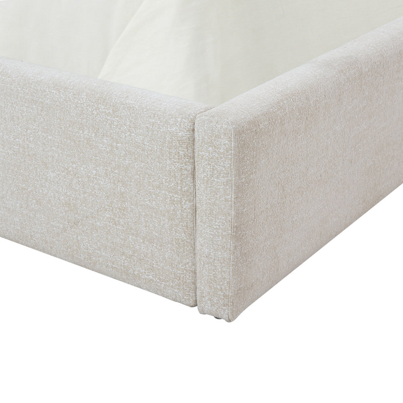 Lit en chenille Marcelline, Taupe, Grand lit