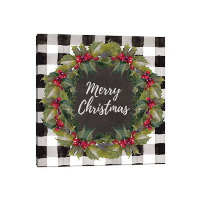 «Buffalo Plaid Christmas Wreath» par Lanie Loreth, impression sur toile tendue