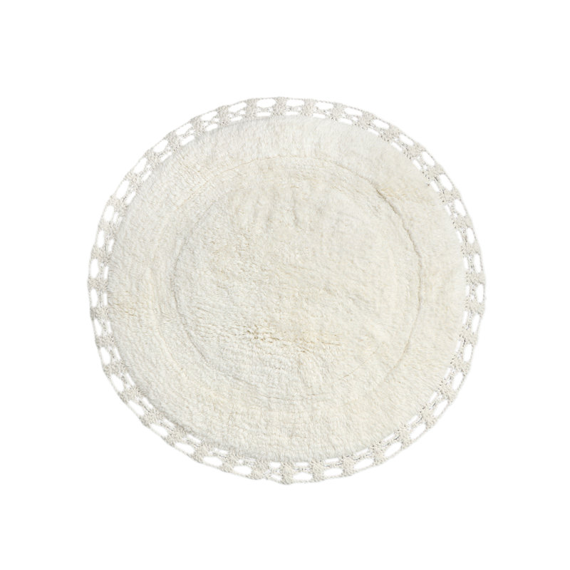 Saross 100% Cotton Non-Slip Bath Rug, Ivory