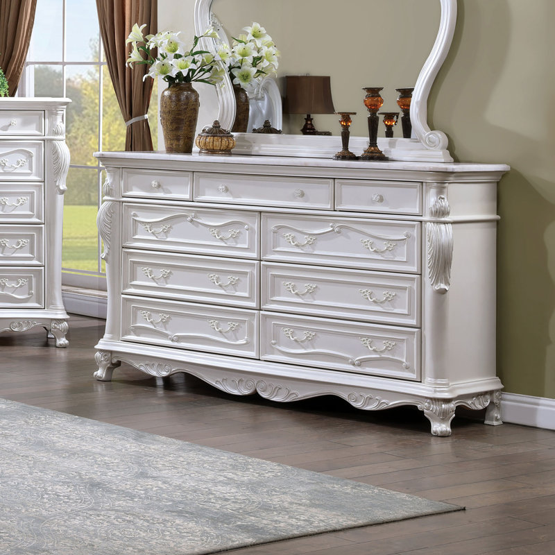Commode 9 tiroirs Micala, Blanc