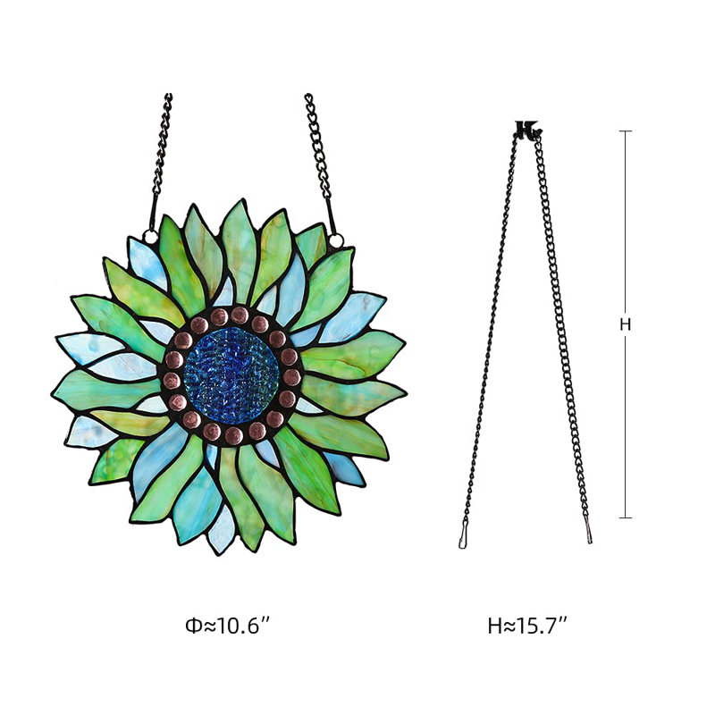 Panneau de vitrail Sunflower, Bleu saphir