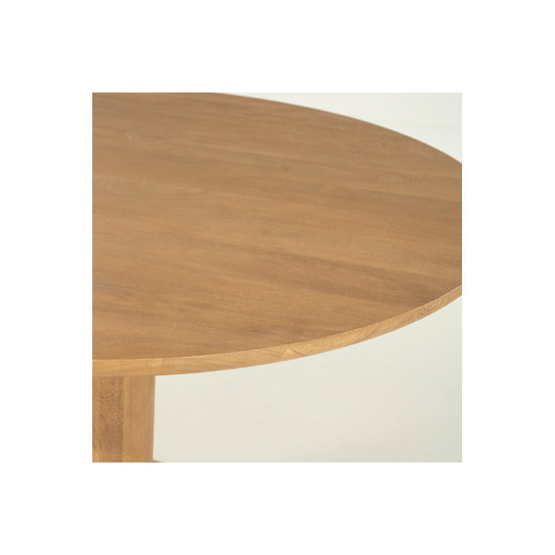 Coco Round Solid Wood Dining Table, Natural