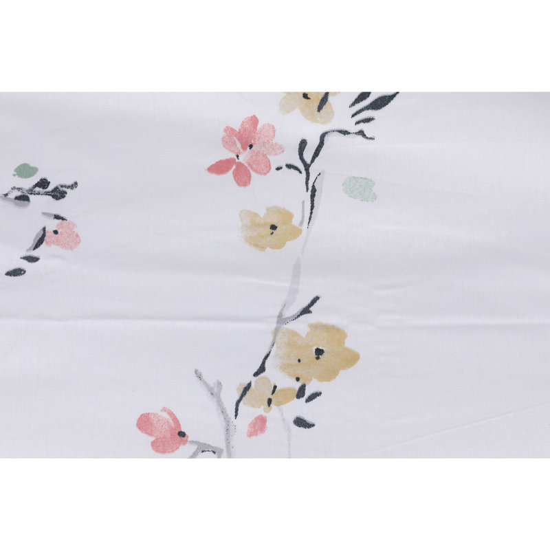 Ensemble de housse de courtepointe de qualité supérieure pour très grand lit (3 pièces), blanc et saumon, 94,5 x 86,6 pouces | 100% coton, 145 fils, lavable à la machine | Impression élégante de pigments, fermeture à boutons et enveloppes pour une utilisation facile