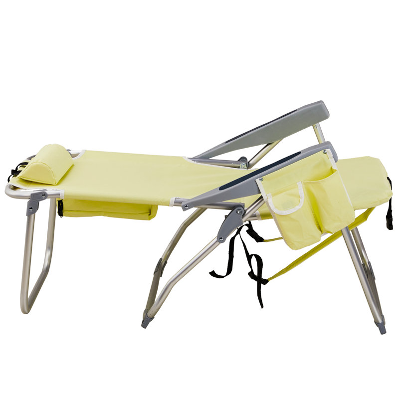 Chaise de plage pliante en aluminium à motif citron, Yellow